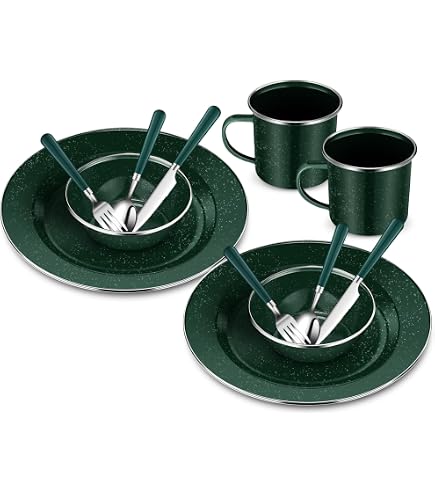 Amazon.com: Coleman 24-Piece Enamel Dinnerware Set for Outdoor